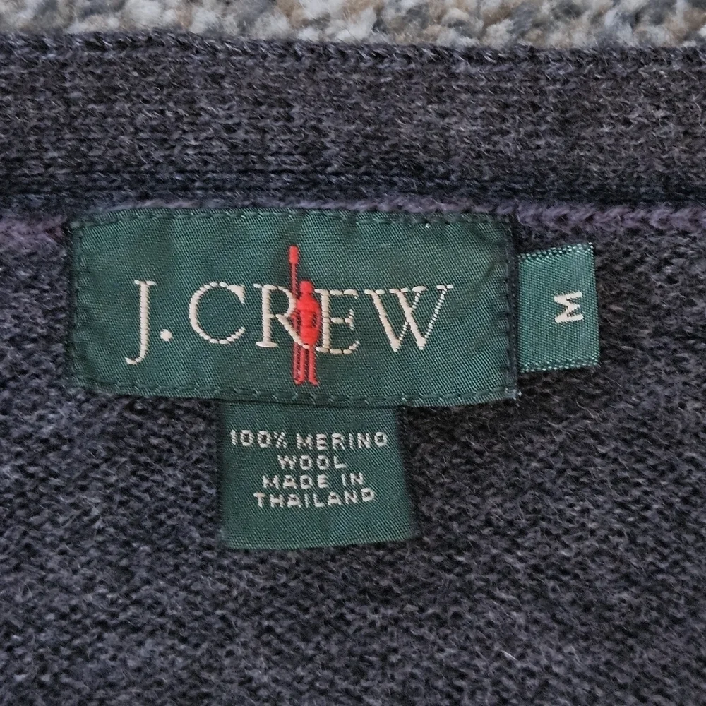 Vintage J. Crew Oarsman 100% Merino Wool Cardigan Gray Sweater Men's Size Medium